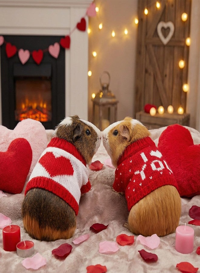 Rbenxia 2 Pieces Guinea Pig Costume Knitted Sweater Ferret Clothes 4.2 Inches Bunny Clothes for Dog Small Animal Outfit (One Size, Valentine's Day) - Image 5